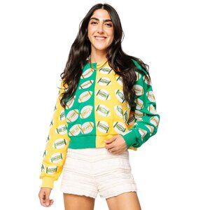 Green & Yellow Colorblock Football Sweatshirt